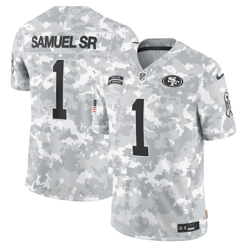 Men San Francisco 49ers #1 Samurl sr Nike Arctic Camo 2024 Salute to Service Limited NFL Jersey